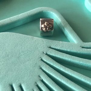 Pandora 14k gold and silver flower clip